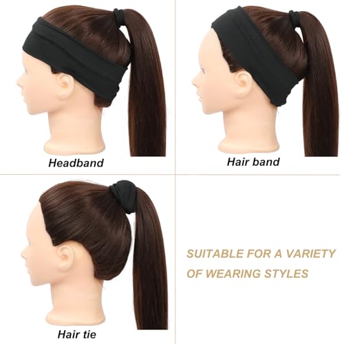 Image of 9Pcs Headbands for women Non Slip Headband, Soft Elastic Hair Bands for Women's Hair, Fashion Cotton Cloth Stretchy Sweat Bands Headbands for Sports, Makeup, Gym, Running, Yoga, Workout (Black)
