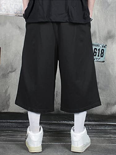 Verdusa Men's Drawstring Waist Loose Wide Leg Capris Pants with Pocket2