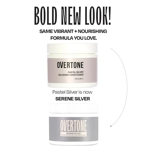 Image of Overtone Semi Permanent Hair Color Conditioner, Serene Silver, 8 oz, Nourishing, Damage-Free, Color Depositing Mask for All Hair Types with Shea Butter & Coconut Oil, Vegan & Cruelty-Free