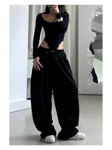 Women's Retro Sweatpants with a Draping Feel Loose and Wide Leg Casual Pants Y2K Pants2