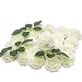 Lmeison Artificial Flower Rose 50pcs Ivory Real Looking Artificial Roses w/Stem for Bridal Wedding Bouquets Centerpieces Baby Shower DIY Party Home Decor, Ivory