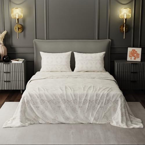 Image of BLISSHOME Everlast 150TC King Size Printed Bedsheet with 2 Pillow Covers for Double Bed, Aesthetic Bedding, Wrinkle Resistant, 100+ Wash Durable, Quick Dry, Ornate Design - Brown (228cm x 274cm)