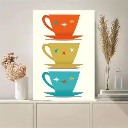 Toile moderne milieu du siècle tasse à café pour créer une ambiance bistrot vintage au salon
