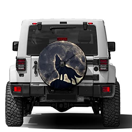 Image of Howling Wolf Spare Tire Cover with Backup Camera Hole Wheel Tire Cover Fit Trailer, RV, SUV and Many Vehicle 14inch