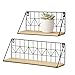 Mkono Wall Mounted Floating Shelves Set of 2 Rustic Metal Wire Storage Shelves Display Racks Home Decor