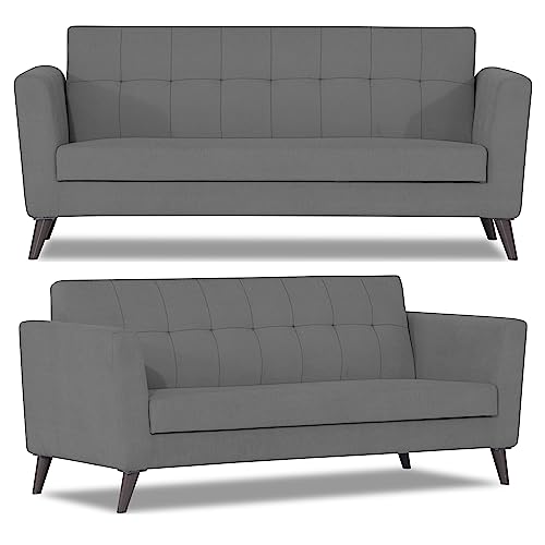 Image of Adorn India Dannis 3+1+1 5 Seater Sofa Set (Grey) (3 Year Warranty)