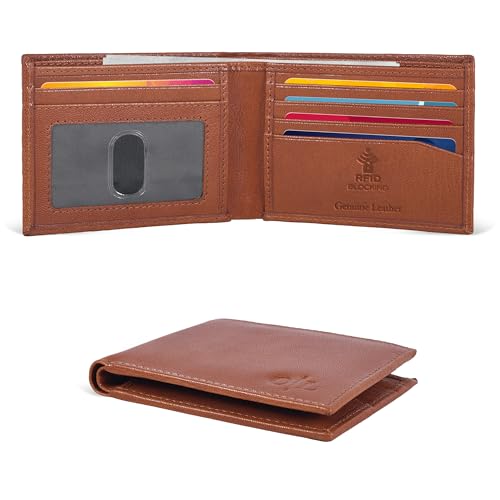 Image of Oak Leathers Slim Leather Wallet for Men - RFID Wallets Credit Card Holder Ultra Thin Gift for Mens, Front Pocket Minimalist Design