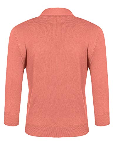 Urru Women's 3/4 Sleeve Open Front Cropped Cardigan Sweater Lightweight Knit Short Shrugs Peach M #TOP1