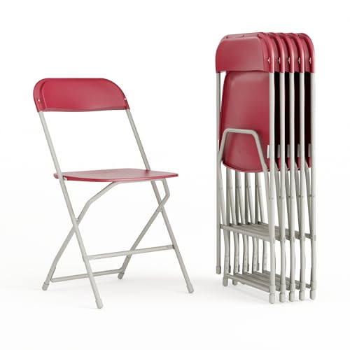 Image of Flash Furniture Hercules Series Plastic Folding Chair - Red - 6 Pack 650LB Weight Capacity Comfortable Event Chair-Lightweight Folding Chair