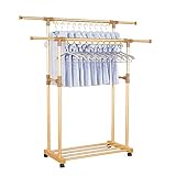  Tendederos De Secado Peluquería Toallero Perchero Móvil, Estante De Almacenamiento De Ropa Interior para El Hogar Aleación De Aluminio Perchero De Doble Poste para Ropa Al Aire Libre,B Made in China