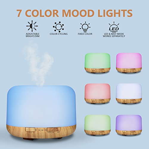 Oil Diffuser With 15X10Ml Essential Oils, 500Ml Essential Oil Diffusers, Aromatherapy Diffuser With 2 Mist Mode 4 Timers＆7 Ambient Light Waterless Auto Off For Diffusers Large Room Home Office #TOP3