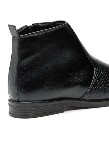 Image of Men's Vegan Leather Chelsea Boots - Classic Almond Toe Ankle Boots with Textured Finish | Formal & Smart Casual Boots