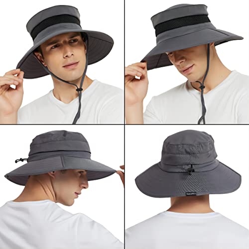 Einskey Waterproof Sun Hat For Men Women Upf50 Wide Brim Rain Bucket Hat For Fishing Hiking Camping Garden Safari Beach Golf #TOP6