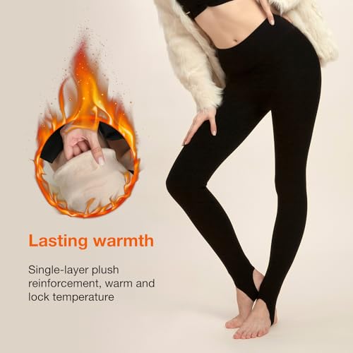 Image of Fleece Lined Opaque Tights Women 1200D Regular /Plus Size Leggings Warm Thermal Tights, 1 Pair (F-Black-Regular)