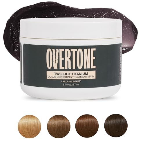 Image of Overtone Semi Permanent Hair Color Conditioner, Twilight Titanium, 8 oz, Nourishing, Damage-Free, Color Depositing Mask for All Hair Types with Shea Butter & Coconut Oil, Vegan & Cruelty-Free