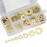 Set di 180 rondelle in ottone, 8 misure, dischi piatti e di sicurezza, assortimento (M2, M2.5, M3, M4, M5, M6, M8, M10), dischi piatti in ottone per viti e dadi