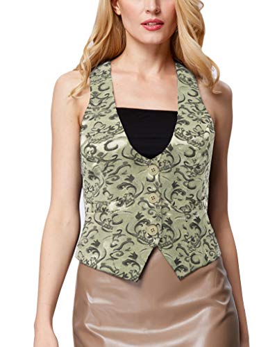 GRACE KARIN Women V-Neck Business Slim Fit Skinny Button Down Suit Dressy Vests Waistcoat?S,Green?