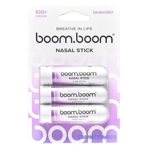 BoomBoom Nasal Stick | Vapor Flow Technology | Cool Refreshing Sensation | Natural Mood Boost | Simple Ingredients | Essential Oils + Menthol Inhaler (Lavender)