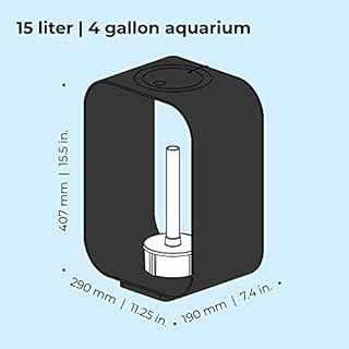 biOrb Life 15 Acrylic 4-Gallon Aquarium with White LED Lights Modern Compact Tank for Tabletop or Desktop Display, Black