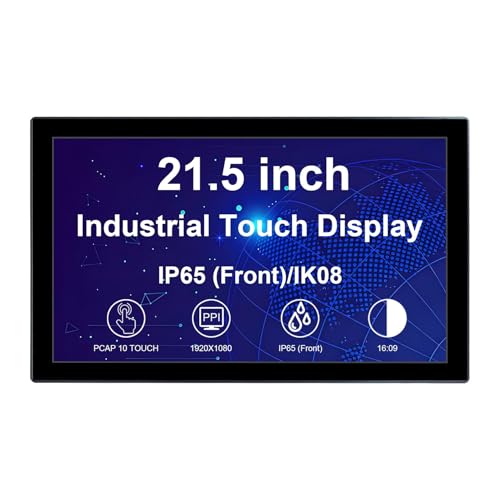 Image of VSDISPLAY 21.5'' 1920x1080 Industrial Touch Monitor IP65 Front Waterproof | IPS LCD Display,10-Point Capacitive Touch, with H /D VGA Interface for Industrial Outdoor Kiosk Use