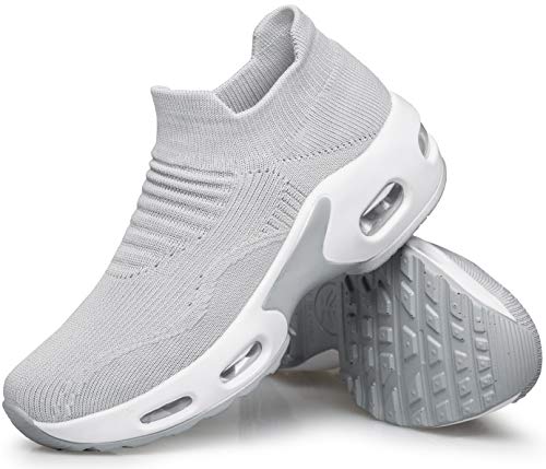 Image of DOUSSPRT Womens Walking Shoes Slip on Sock Sneakers Lady Girls Nurse Mesh Air Cushion Platform Loafers Fashion Casual