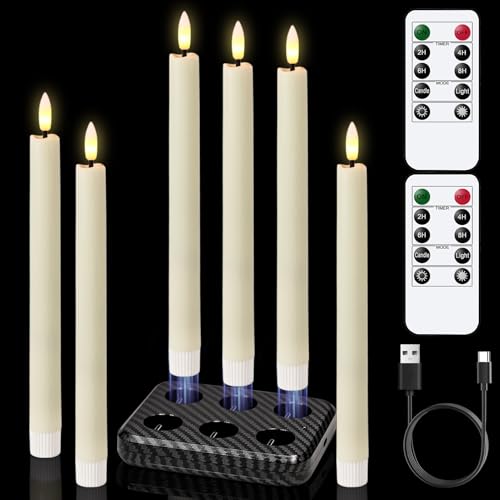 Image of GenSwin Rechargeable Flameless Taper Candles with Charging Base Remote