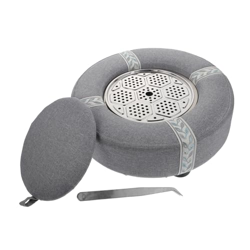 PRETYZOOM Grey Moxibustion Cushion Set Moxa Lid Tiny Hole for Less Smoke Comfortable for Neck Back Hip