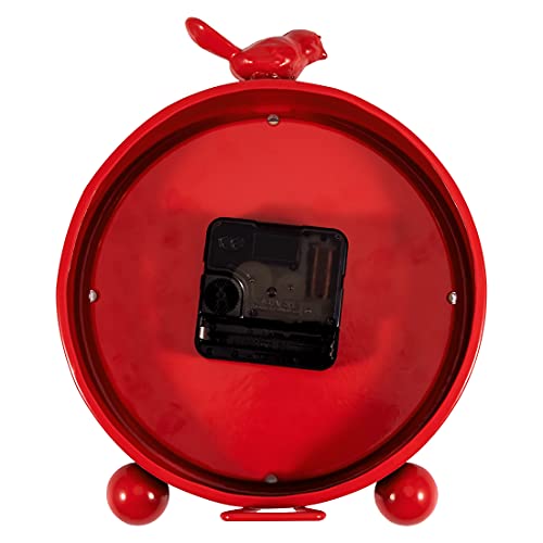 Lumuasky Vintage Table Clock 8 Inch Metal Desk Red Clock With Bird, Silent Non-Ticking Battery Operated Round Clock For Tabletop Bedside Bedroom Home Office #TOP7