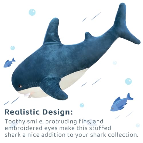 Image of MorisMos Giant Shark Stuffed Animal Plush, Large Stuffed Shark Toy, Soft Shark Pillow for Kids Boys Girls Birthday Christmas, 51inch, Blue