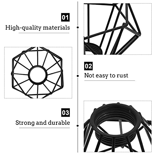Image of Beaupretty Metal Cage Lamp Shade: Industrial Lamp Shade Decorative Lamp Guard Clip- on Chandelier Light Covers Ceiling Pendant Light Fixture for Table Wall Floor Ceiling Black