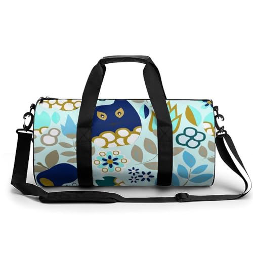 Sac de sport chouette à feuilles 45x23x23cm voyage et gym