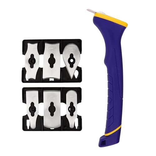 MANUFORE Grattoir Contour à Manche Souple 20cm avec 6 Lames en Acier Inoxydable de Différentes Formes，Grattoir à Peinture sur Bois pour Gratter les Contours des Meubles