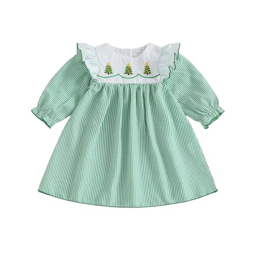 Toddler Baby Girl Christmas Outfit Clothes Santa Claus/Gingerbread Embroidery Dress Cute Infant Long Sleeve Dresses