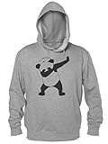 Finest Prints Dabbing Adorable Panda Men's Hooded Sweatshirt Large Gray