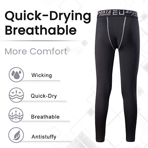 Image of 2 /3 /4 Pcs Boys Girls Base Layer Athletic Compression Leggings and Shirts Thermal Underwear Set Running Pants Tights