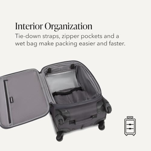 Image of SwissGear Sion Softside Expandable, Dark Grey, 2-Piece Set (Carry-On /Backpack), Sion Softside Expandable Spinner Luggage Durable Lightweight Travel Suitcase