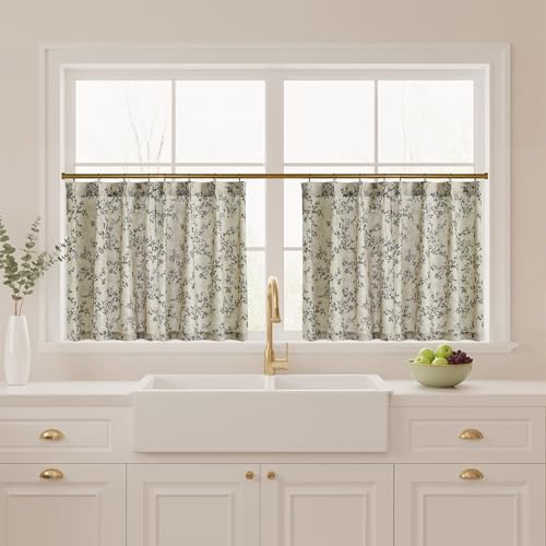 StangH Pinch Pleat Kitchen Linen Curtains W26 x L36 2 Panels