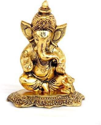 Madho G Handicrafted Lord Ganesha Idols for Home Decoration (Meditation) Decorative Showpiece - 20 cm (Polyresin, Brown)