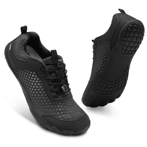 Women Mens Water Shoes Quick-Dry Breathable Aqua Sock Wide Toe Barefoot Shoes for Beach Swim Pool Kayaking Athletic Hiking Water Sports Shoes Black 7.5/6