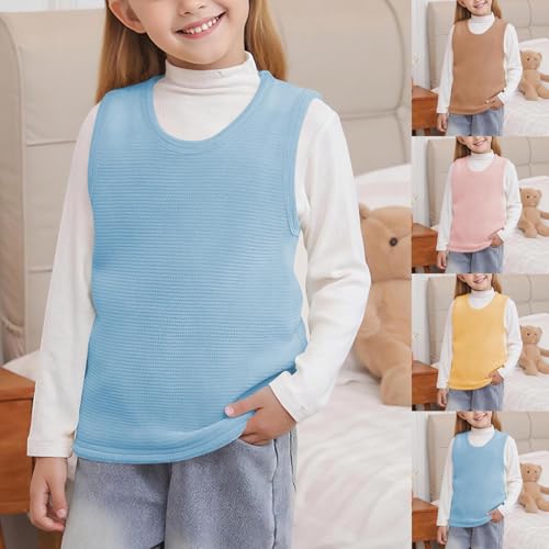 Girls Boys Winter Fleece Lined Vest Basic Solid Crew Neck Waistcoat Pullover Sleeveless Tank Top for 3-16 Years2