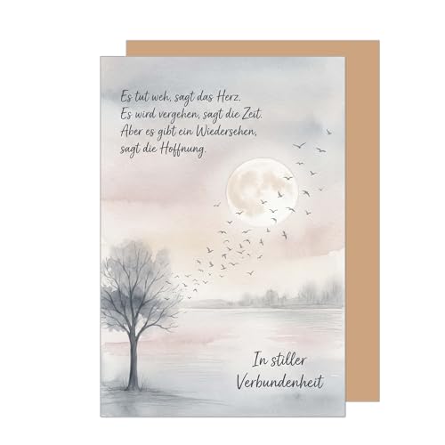Edition Seidel Premium Trauerkarte mit Umschlag. Beileidskarte Kondolenzkarte Karte Klappkarte Spruch In stiller Verbundenheit Mitgefühl Gedenken Trost Hoffnung Kraft (T1285 SW026)