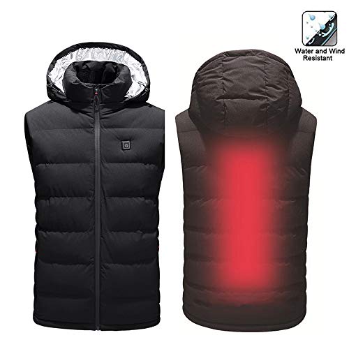 Chaleco para Hombre con Calefacción - Chaleco Liviano De Invierno, Abrigos Calentadores De Calefacción Eléctrica Inteligente De 3 Temperaturas USB Recargable para Exteriores Black-XXXL