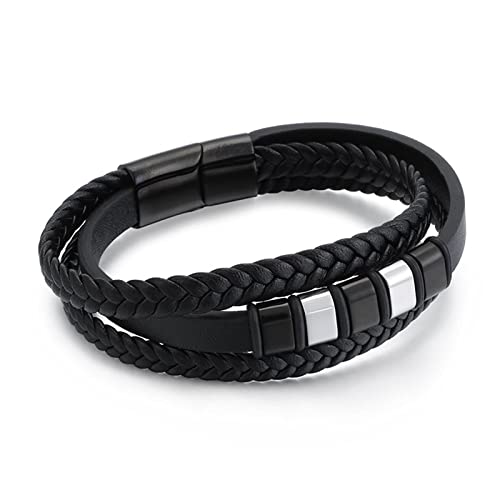 Bracelet cuir tressé KnSam 22cm idéal pour accessoiriser un look rock au quotidien