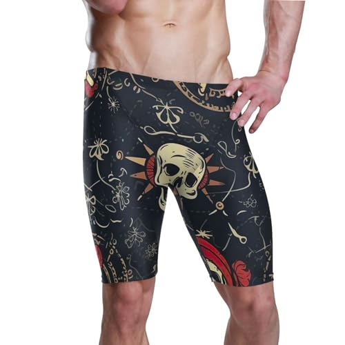 Sugar Skull Skeleton Gothic Men's Swimsuit Swim Jammers L B0400565