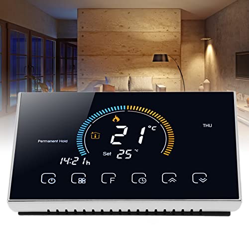 Wall Mounted Smart Thermostat, Phone App Voice Control Boiler Heating Thermostat, Lcd Touch Screen Programmable Thermostat With Back Light(Black) #TOP1