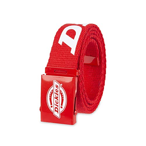 Dickies Men's Cotton Web Belt with Military Logo Buckle, Red One, One Size