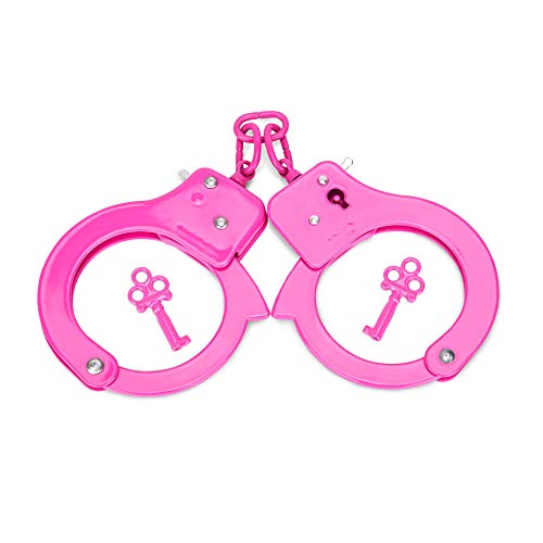 HUALIXUAN Police Handcuffs for Role-Play Games, Hand Cuffs Cop with Keys, Metal Toy Handcuffs for Kids (Pink)