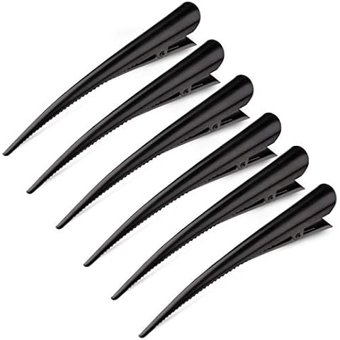 Large Alligator Hair Clips for Styling Salon Sectioning, Glamfields 5 inch Rust-Proof Durable Non-Slip Duckbill Metal Clips for Women Thick and Thin Hair (6 Pack) Black Cover