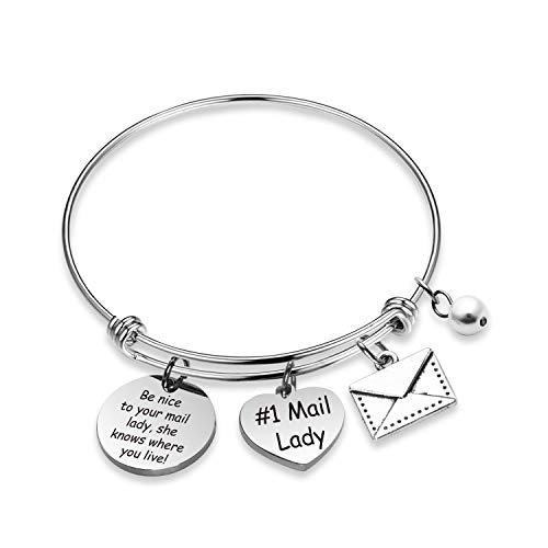 BOSATE Mail Lady Gift Be Nice to Your Mail Lady Bracelet Mail Carrier Retirement Gift Postcard...