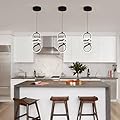 EIDISUNY Modern Led Pendant Light Fixture, 15W Black Spiral Pendant Light Kitchen Island, 4500K Daylight White Pendant Lamp, Adjustable Height Chandelier for Kitchen Dining Room Bedroom (Black)